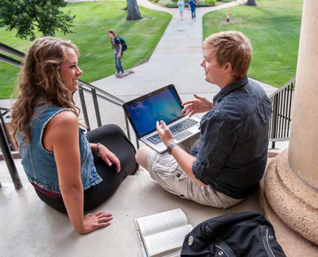 Two students on steos