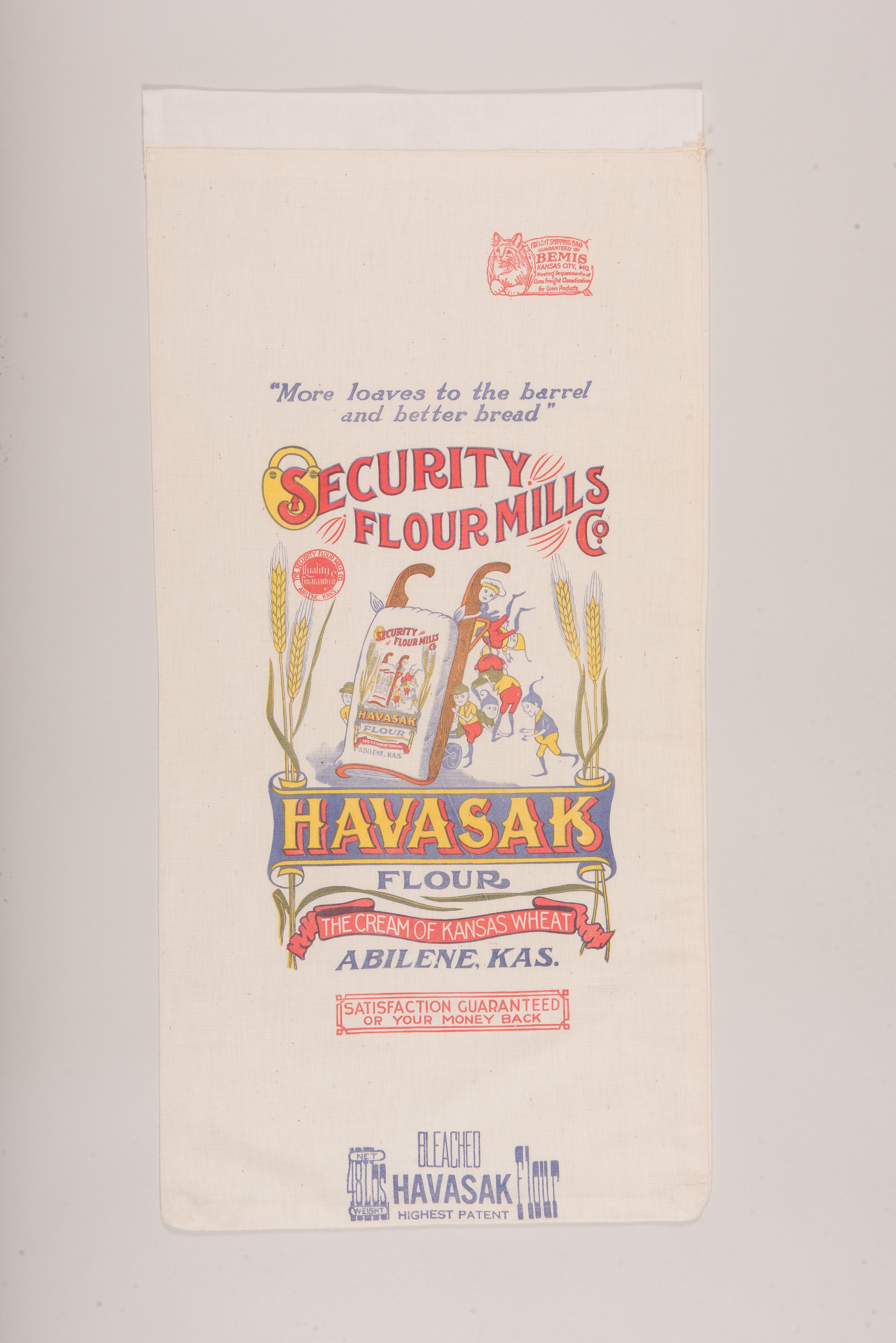 Flour sack on exhibit at NSU library