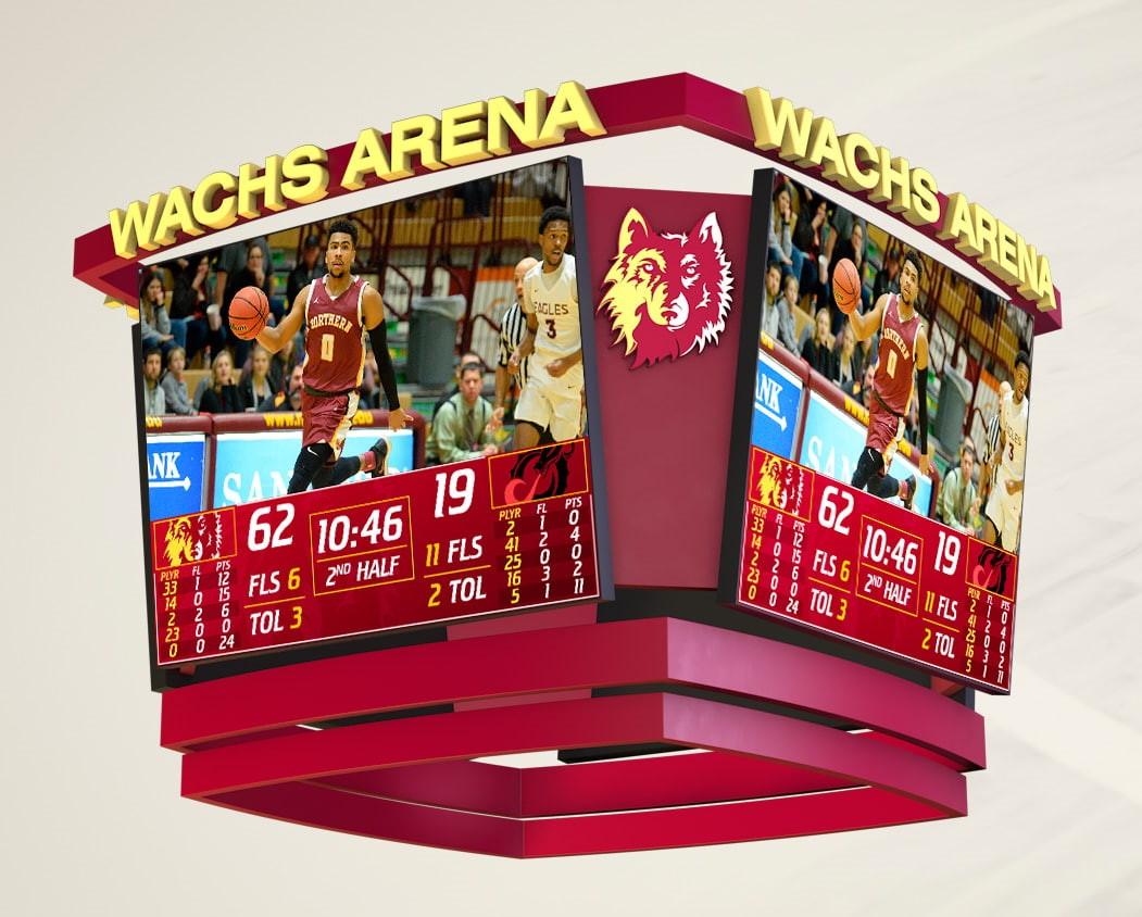 Centerhung scoreboard for Wachs Arena