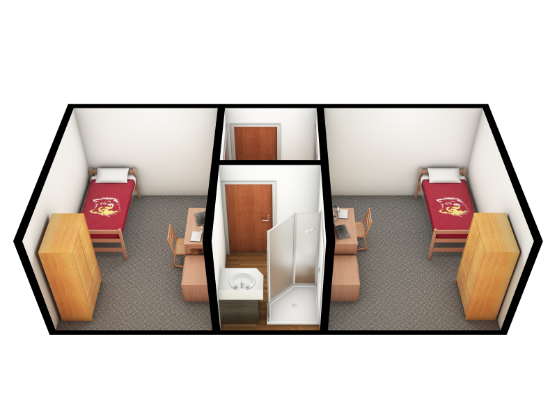Two person two bedroom - side