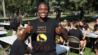 A student participates in the uNity walk
