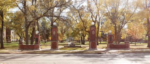 Pillars on campus green