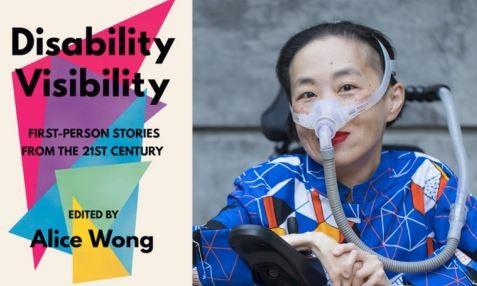 Disability Visibility bookcover next to photo of Alice Wong